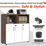 File Cabinet with Password Lock, Wood Lateral Filing Cabinet for Letter/A4 Files, 3 Drawer with Door