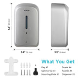 AIKE 33.8oz Automatic Wall Mount Liquid Soap Dispenser with Commercial ABS Construction, Model AK1226S(Silver)