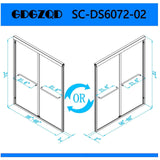 GDGZQD Semi-Frameless Sliding Shower Door W: 60 x H:72 Inches, Bathroom Sliding Door Easy to Install, 1/4 "Clear Glass, Black Hardware Double Sliding Glass Shower Room