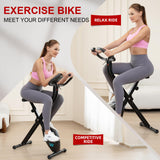 BARWING Folding Exercise Bike Stationary Bikes for Home，3 in 1Exercise Bikes for Seniors, Indoor Workout Bike Cycling Bike with 16-Level Adjustable Resistance,330LB Capacity(Black)