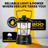 LUXPRO Retro LED Lantern - Battery-Powered Emergency Lantern - Water Resistant - Bright LED Lamp for Indoor & Outdoor Use - Use for Tents, Hiking or Hurricane Prep (Black, Pack of 2)