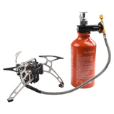 Tidevib Outdoor Camping Multi-Fuel Oil Stove with 500ml Aluminum Alloy Fuel Bottle and Pump, Foldable Brackets and Serrated Arms for Diesel and Liquid Gas