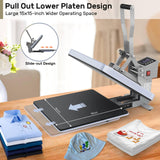 15x15 Heat Press, Digital Shirt Press Heat Up Fast & Even, Pro Pull Out Heat Press Lower Platen Slide Out Heat Transfer AKEYDIY