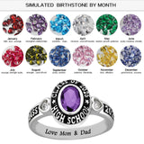 Oseew 2027 Birthstone Custom Class Ring for Women College Gift(Yellow Gold)