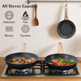 Roomena 8 inch Nonstick Frying Pan Skillet, Non Stick Granite Fry Pans, Omelette Pan, Egg Frying Pan with Heat-Resistant Handle