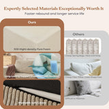 Furnify 106" Cloud Sectional Couch, Left/Right Facing Convertible Sofa with Deep Seat, L-Shape Modular Upholstered Foam Couch for Living Room Bedroom, No Assembly Required (Corduroy Fabric, Beige)