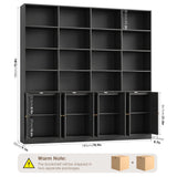 FACBOTALL 72.8" Large Bookshelf, Farmhouse Bookshelf with 8 Doors, Black