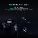 PWNAGE Ultra Custom Pro Symm 3 Wireless Gaming Mouse - Adjustable Sensor Position, Hot-Swappable Mechanical & Optical Switches, Modular Shape System, 8K Polling, 50g Ultralight - Black