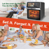 MIRASTON 10QT Air Fryer Toaster Oven Combo with 10 Presets, Family Size Compact Oven for Roasting Whole Chicken/Double Cooking