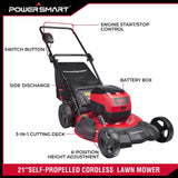 PowerSmart 80V MAX 21in. Cordless Push Lawn Mower, 3-in-1 Brushless Battery Lawn Mower with 6.0Ah Battery and Charger (DB2821)