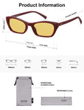 SOJOS Trendy Cat Eye Polarized Sunglasses for Women Men, Retro 90s Y2K Small Thin Rectangle Sunnies SJ2670, Dark Red/Yellow Tint (Light Tint: Low-polarization)