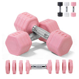 Adjustable Dumbbell Set of 2 Total 20 Lbs 4-in-1 Each 4lb 6lb 8lb 10lb 1s-Adjust Dual-Stable Free Weights for Women Men Home Gym Outdoor Workouts (Pink [20LBS Total])
