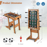 GYMAX Folding Foosball Table, 27” Freestanding Soccer Game Table with 2 Balls for Family, Home, Game Room Teens Adult
