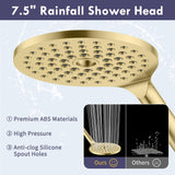 HOWUWEY Dual Shower Heads with Handheld Spray Combo, 7.5" High Pressure Rainfall Showerhead, Double Shower Heads with Handheld Spray, 9 Modes Hand Showerhead with 79" Hose (Standard, Brushed Gold)