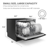 COMFEE’ Countertop Dishwasher, Energy Star Portable Dishwasher, 6 Place Settings & 8 Washing Programs, Speed, Baby-Care, ECO& Glass, Dish Washer for Dorm, RV& Apartment, Black