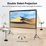 Projector Screen with Stand, 120 inch Portable and Foldable Indoor Outdoor Projection Screen wootfairy