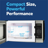 GE Compact Countertop Microwave Oven, 0.7 Cubic Ft., 700-watt Capacity, 6 Auto Cooking Settings, Child-Lock Technology, Dorm Room or Apartment, Stainless Steel