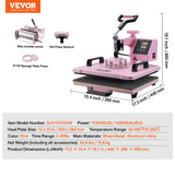 Heat Press Machine 5 in 1 Combo with 30 OZ Tumbler Press & Hat Press, Slide Out 12x15 Inch Heat Press Sublimation Machine