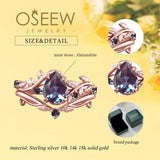 Alexandrite ring set women Vintage wedding ring set for women