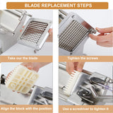 French Fry Cutter Stainless Steel Potato Cutter Commercial Vegetable Fruit Chopper with 1/2'', 3/8'', 1/4'' Blades Potato Dicer uyoyous