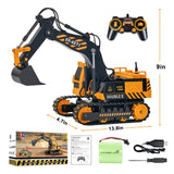 DOUBLE E Remote Control Excavator Toy, RC Excavators Sandbox Digger Hydraulic Construction Toys - Realistic Construction Vehicle with 6 Functions, Xmas Gift for Kids 3-14 Years