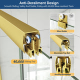 Double Sliding Shower Door 61-66" W x 72" H with Nano Anti-Explosion Safety Film, 1/4" (6mm) Tempered Glass Semi-Frameless Bypass Bathroom Shower Glass Doors,Brushed Gold