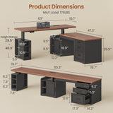 L Shaped Electric Standing Desk, 63" x 67" Height Adjustable Home Office Executive Desk with Drawers and Shelves
