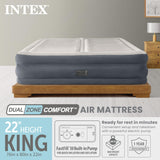Intex King Air Mattress, Dura-Beam Deluxe 22" Dual Zone Inflatable Bed with Built-in Pump