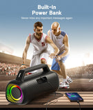 Portable Bluetooth Speaker, 80W Peak, IPX7 Waterproof, Loud with HD Sound, DSP&Outdoor Bass, RGB Lights, Wireless Stereo Pairing, USB/TF/AUX Support - Ideal Boombox Subwoofer for Party/Camping/Beach Ortizan