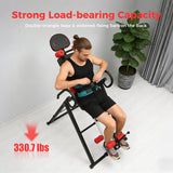 Inversion Table, 330.7lbs Capacity Heavy Duty Inversion Table Heavy Duty Strength Training Inversion Equipment w/Headrest & Adjustable Protective Belt for Back Pain Muscle Tension (Black + Red)