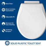 Mayfair Preston Easy to Clean Single Hinge Toilet Seat, Modern Slow Close Plastic Toilet Seat, Made in USA, Round, White