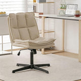 Mid‑Back Leather No‑Wheel Office Chair for Reception Conference Home Office