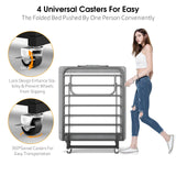 WATHPUR Folding Bed with Mattress, Portable Foldable Bed for Adults, Roll Away Guest on Wheels, Memory Foam Mattress and Metal Frame, Space Saving Fold Up for Easy Storage