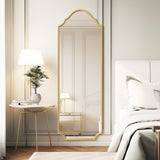 WallBeyond Arched Full Length Mirror Wall Mounted, 65"x22" Gold Metal Frame Full Body Mirror for Bedroom, Living Room, Hanging or Leaning Against Wall Full Size