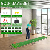 Golf Putting Game Set with Front Border for Indoor & Outdoor,Golf Putting Green Mat Include 4 Balls,1 Portable Bag,2 Flags&Cups,Practice Training Aid for Backyard,Party,Office