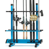 Savior Equipment Fishing Rod Rack Holder Organizer, Lightweight Aluminum Vertical Fish Pole Garage Storage Ground Display Stand, Hold Up to 24 Slots Fresh Salt Water Spinning Rods & Reel Combo, Blue