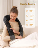 Neck Massager with Heat, Shiatsu Neck and Back Massager, 4D Deep Tissue Kneading for Neck,Back,Shoulder, Body Muscle Pain Relief, Leather Handbag for Storage, Gift for Men Women Mom Dad, Plug-in Use