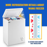 Chest Freezer 3.5 cu ft Small Deep Freezer Mini Freezers Free-Standing Top Door Freezer Removable Basket and Adjustable 7 Thermostat for Garage Apartment Kitchen White