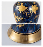 Desk Lamp Gilt Hand-Painted Ceramics Table Lamp Bedroom Bedside Lamp Office Desktop Decoration Desk Lamp Navy Blue Glazed Ceramic Table Lamp