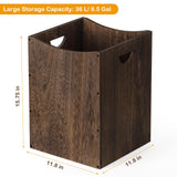 Large Wood Trash Can 9.5 Gallon Waste Basket Bin with Handles for Office