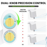 Terapaton RV Bidet for Camper Toilet, Non-Electric Toilet Sprayer Attachment with Dual Nozzles, Adjustable Pressure, Front/Rear/Self Cleaning, Upgrade for Trailer, Motorhome, RV Bathroom (Bamboo Knob)