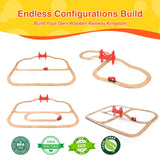 WudBudz Wooden Train Tracks 60 Piece Set, Track Expansion Accessories for Toddlers 3-5 - 100% Compatible with All Major Brands Including Thomas & Brio Wooden Railway System