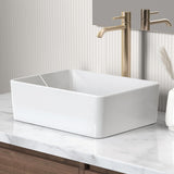 KES Bathroom Vessel Sink, Rectangular 16"X12" White Vessel Sink for Bathroom Countertop, Bathroom Sink Above Counter, Rectangle Porcelain Ceramic Small Vanity Sink, BVS110S40