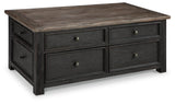 Signature Design by Ashley Tyler Creek Rustic Farmhouse Lift Top Coffee Table with Drawers, Brown & Black