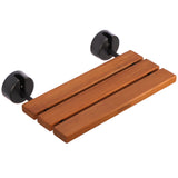 Awelife 20" Luxury Teak Folding Shower Seat, Sturdy 400lb Capacity, Space-Saving Fold Down/Up Shower Bench Wall Mount, Easy Install, Matte Black Fitting