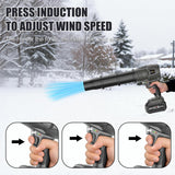 Cordless Snow Blower with 2-Battery Fast Charger | 200,000 RPM Powerful Motor with 3-Section Adjustable Nozzle for Yard Garage Car Cleaning, Turbo Breeze Electric Blower with Led