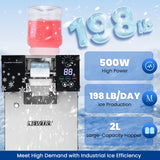 NEWTRY Commercial Snowflake Ice Machine 198lb/Day Shaved Ice Machine 500W Snow Cone Maker Air Cooling Speed Adjustable Ice Crusher 110V US