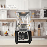 CRANDDI Commercial Blender, 2200W Countertop Blenders with Removable Shield, Quiet Smoothie Blender for Shakes and Ice Crushing (Black)