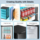 Kismile 4.41 Cu.Ft Compact Refrigerator Mini Fridge Single Door with Adjustable Thermostat, Glass Shelves Small Refrigerator Energy Saving (Black)