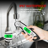 Meat Thermometer Digital，IP67 Waterproof Cooking Thermometer with Backlight, Calibration & Hold Function，Food Thermometer for Cooking,Outdoor Grilling, Silver